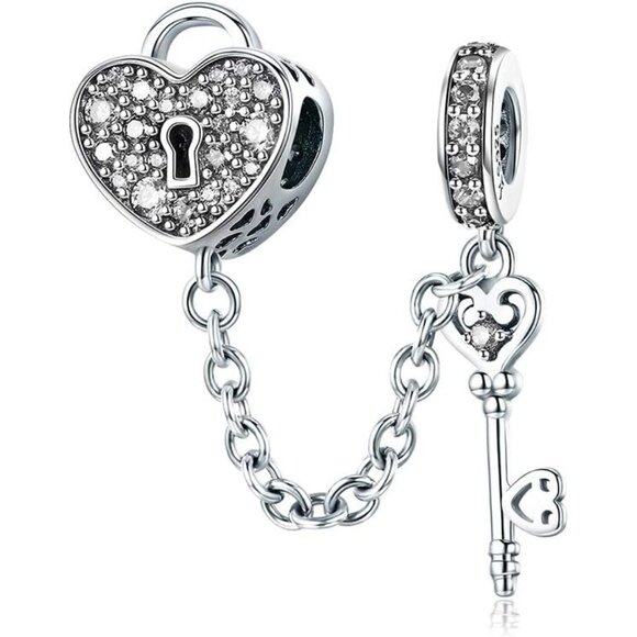 925 Sterling Silver Pink Love Heart Charm Bead Pendant for Bracelets and Necklac